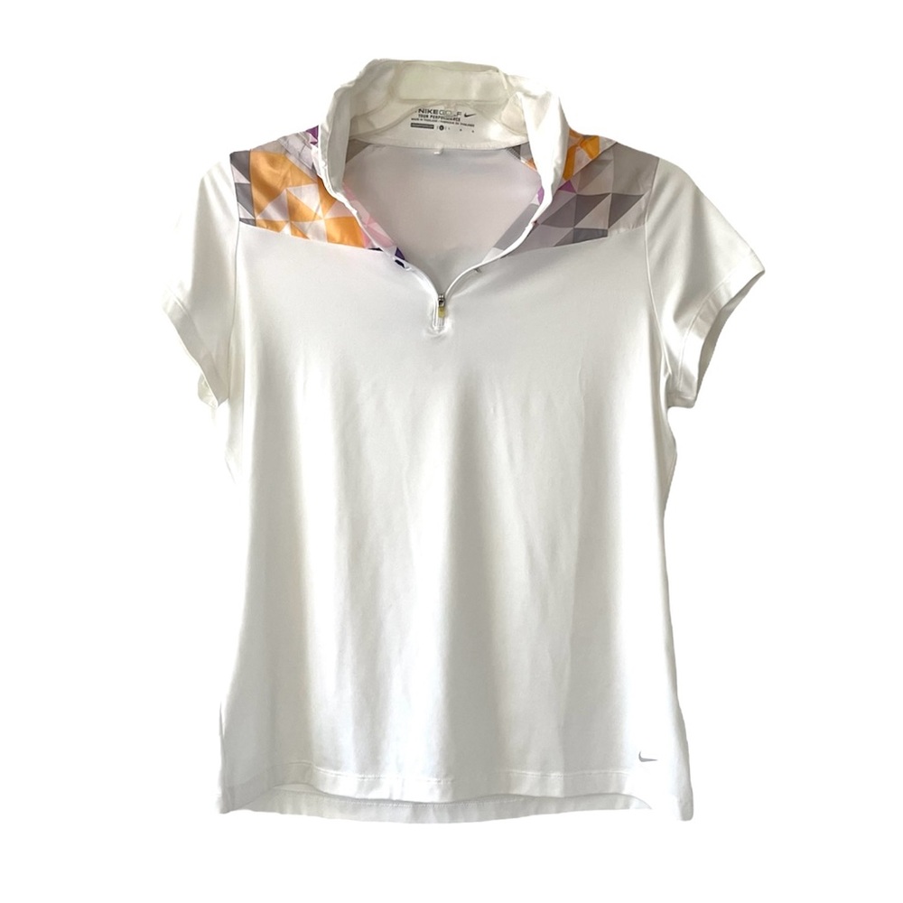 Nike Golf Women's White Geometric Pattern Athletic Top with Hood Size M